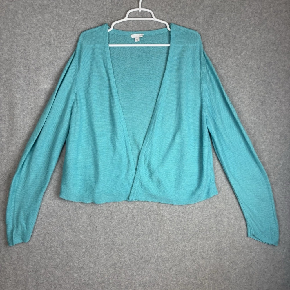 J Jill Linen Blend Open Front Cardigan Sz XL Light Blue
